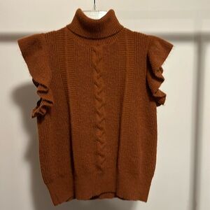 Ruffle Sleeve Turtleneck Sweater